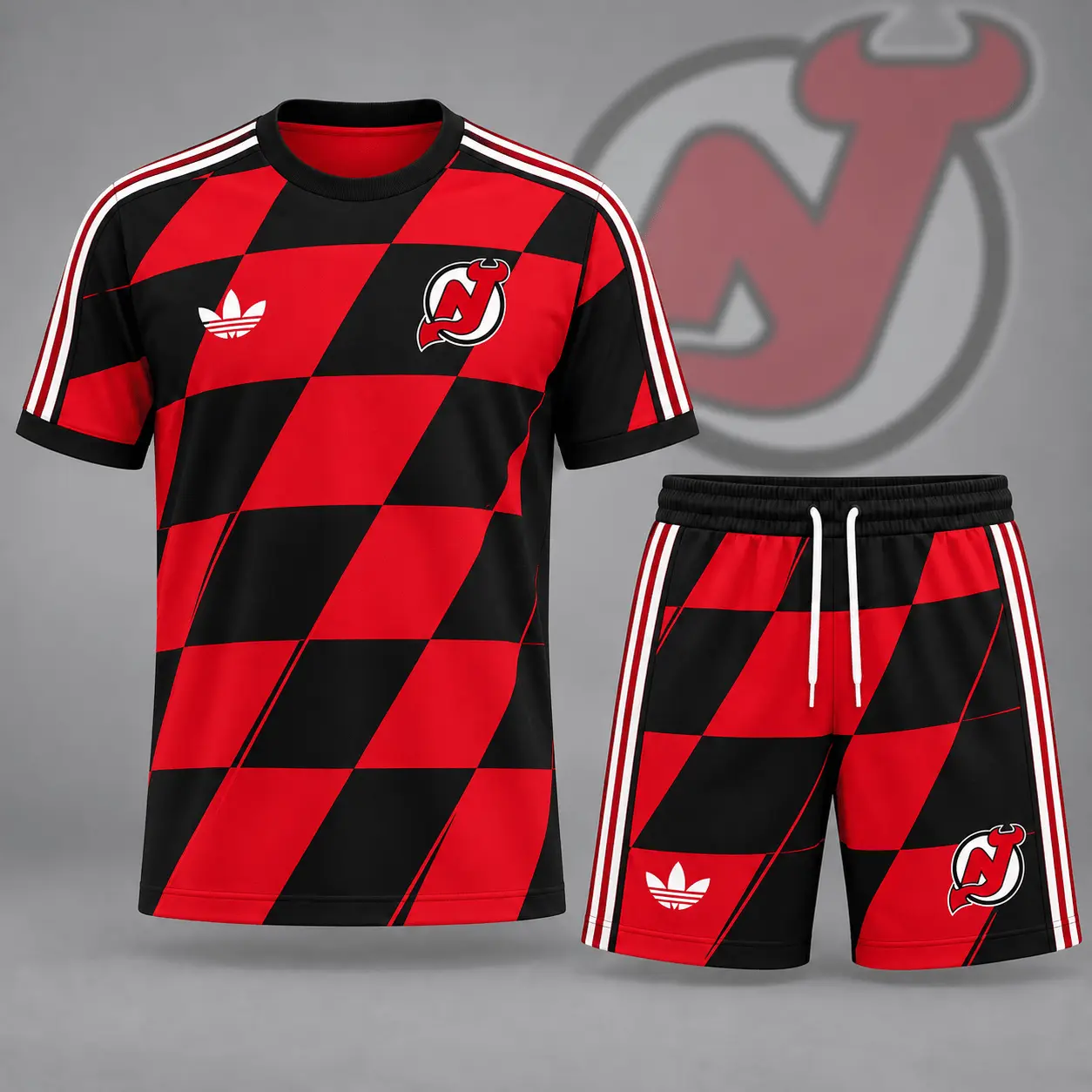 New Jersey Devils | Premium NHL Geometric Colorblock T-Shirt & Shorts Set NDN