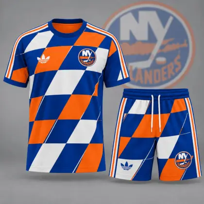 New York Islanders | Premium NHL Geometric Colorblock T-Shirt & Shorts Set NDN