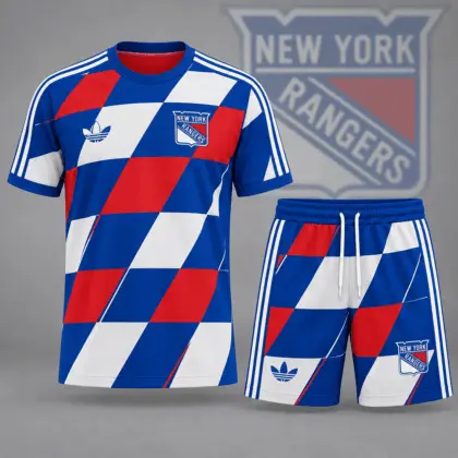 New York Rangers | Premium NHL Geometric Colorblock T-Shirt & Shorts Set NDN