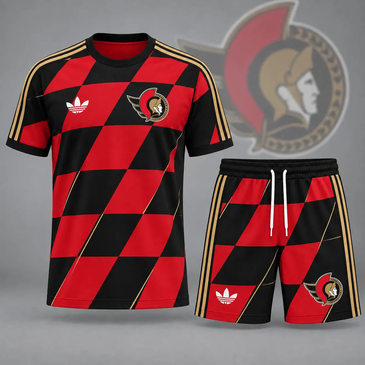 Ottawa Senators | Premium NHL Geometric Colorblock T-Shirt & Shorts Set NDN
