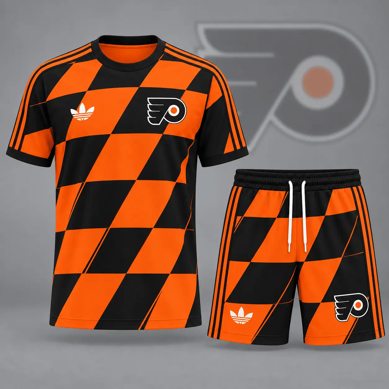Philadelphia Flyers | Premium NHL Geometric Colorblock T-Shirt & Shorts Set NDN