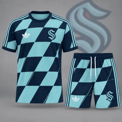 Seattle Kraken | Premium NHL Geometric Colorblock T-Shirt & Shorts Set NDN