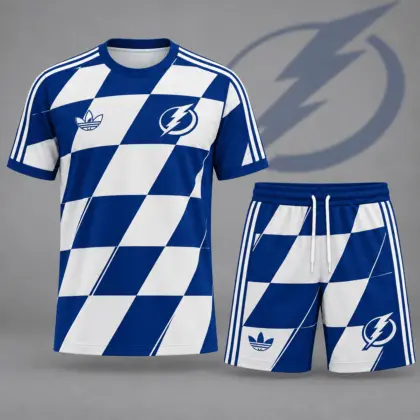 Tampa Bay Lightning | Premium NHL Geometric Colorblock T-Shirt & Shorts Set NDN