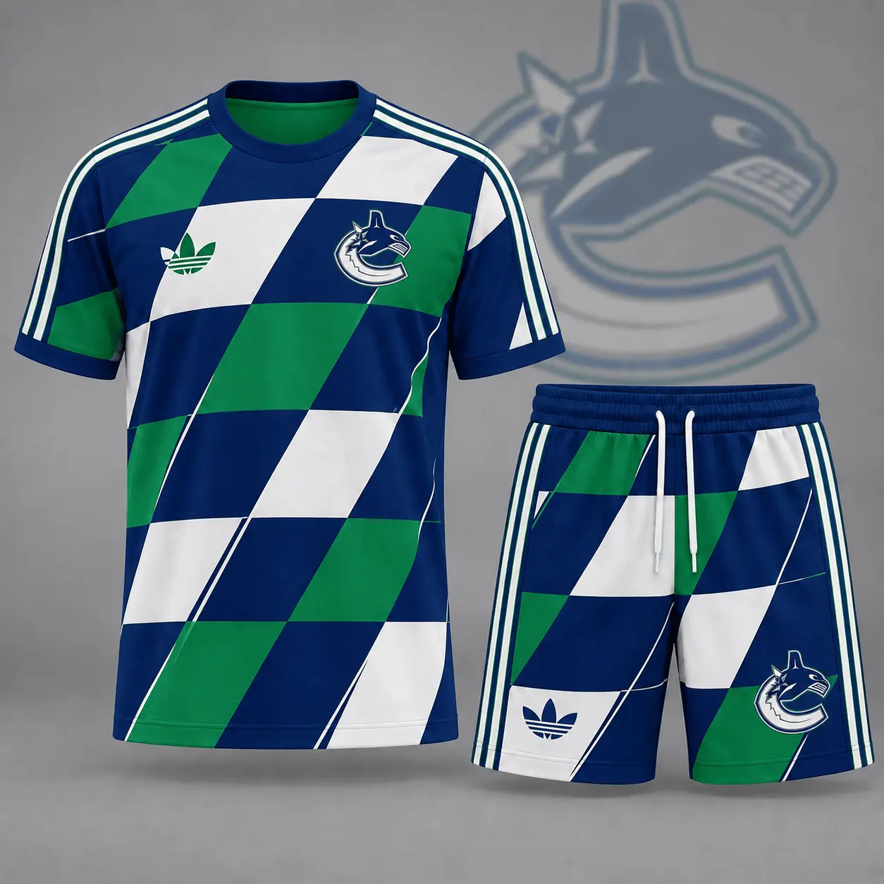 Vancouver Canucks | Premium NHL Geometric Colorblock T-Shirt & Shorts Set NDN