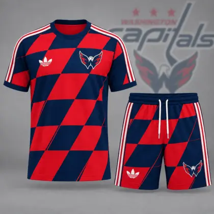 Washington Capitals | Premium NHL Geometric Colorblock T-Shirt & Shorts Set NDN