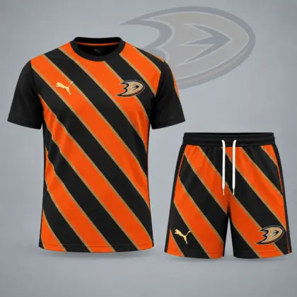 Anaheim Ducks | Premium NHL Diagonal Velocity Stripe T-Shirt & Shorts Set NDN