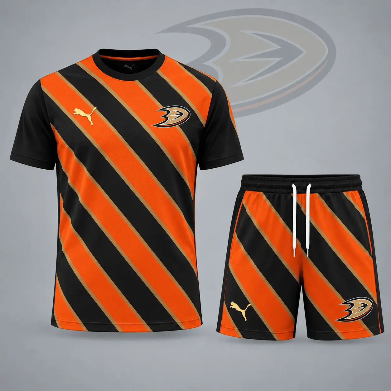 Anaheim Ducks | Premium NHL Diagonal Velocity Stripe T-Shirt & Shorts Set NDN