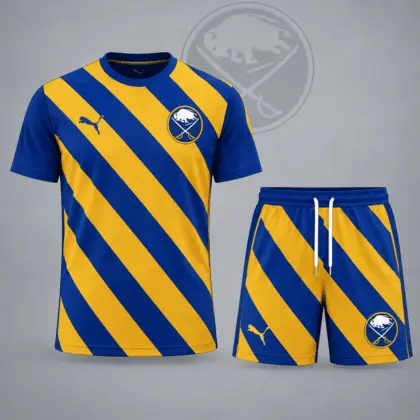 Buffalo Sabres | Premium NHL Diagonal Velocity Stripe T-Shirt & Shorts Set NDN