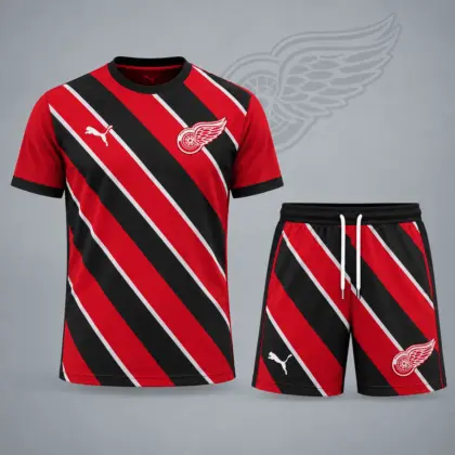 Detroit Red Wings | Premium NHL Diagonal Velocity Stripe T-Shirt & Shorts Set NDN