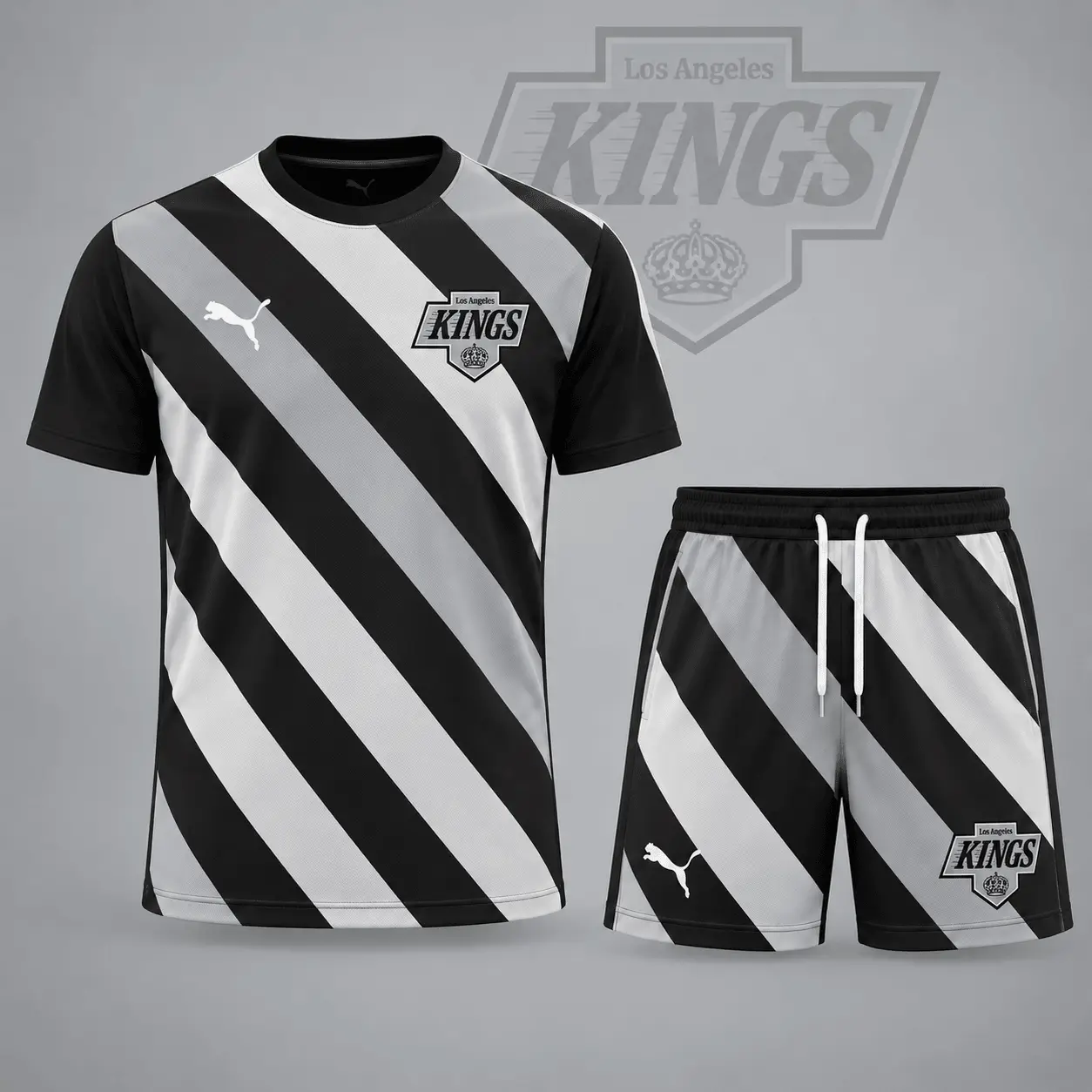 Los Angeles Kings | Premium NHL Diagonal Velocity Stripe T-Shirt & Shorts Set NDN