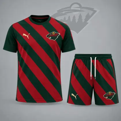 Minnesota Wild | Premium NHL Diagonal Velocity Stripe T-Shirt & Shorts Set NDN