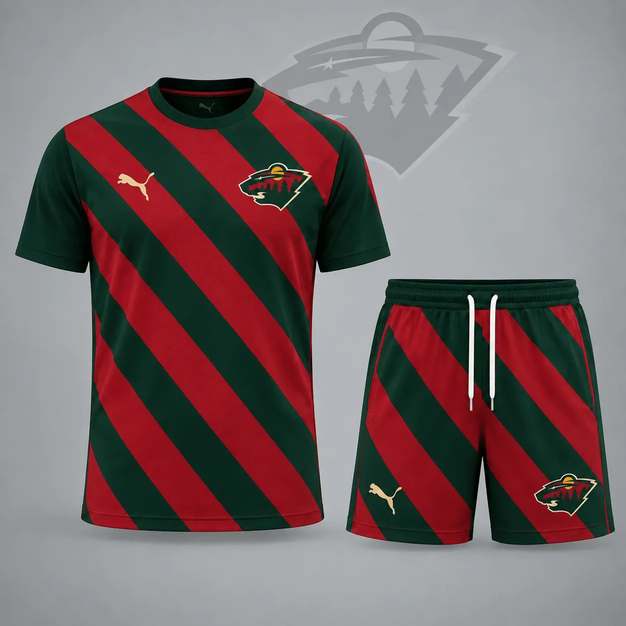 Minnesota Wild | Premium NHL Diagonal Velocity Stripe T-Shirt & Shorts Set NDN