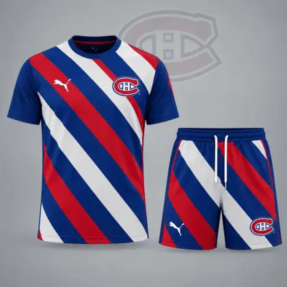 Montreal Canadiens | Premium NHL Diagonal Velocity Stripe T-Shirt & Shorts Set NDN