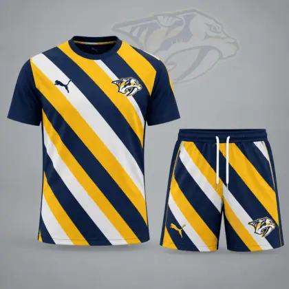 Nashville Predators | Premium NHL Diagonal Velocity Stripe T-Shirt & Shorts Set NDN