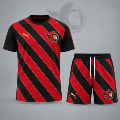 Ottawa Senators | Premium NHL Diagonal Velocity Stripe T-Shirt & Shorts Set NDN