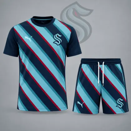 Seattle Kraken | Premium NHL Diagonal Velocity Stripe T-Shirt & Shorts Set NDN