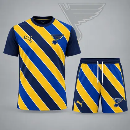 St. Louis Blues | Premium NHL Diagonal Velocity Stripe T-Shirt & Shorts Set NDN