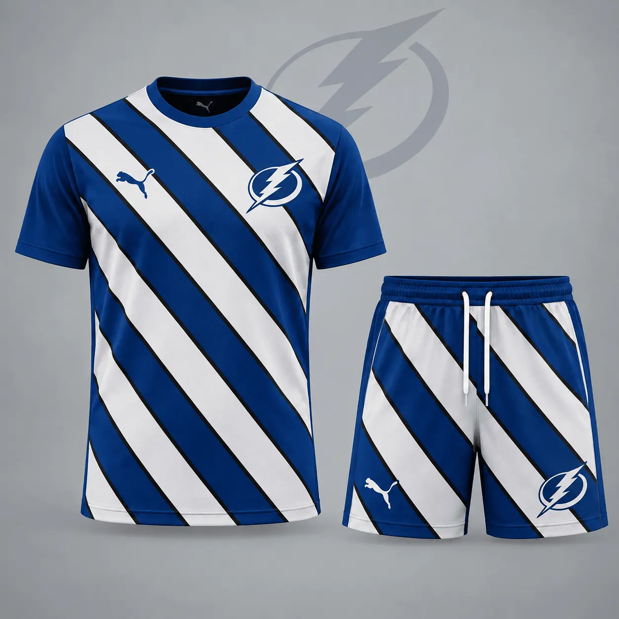 Tampa Bay Lightning | Premium NHL Diagonal Velocity Stripe T-Shirt & Shorts Set NDN