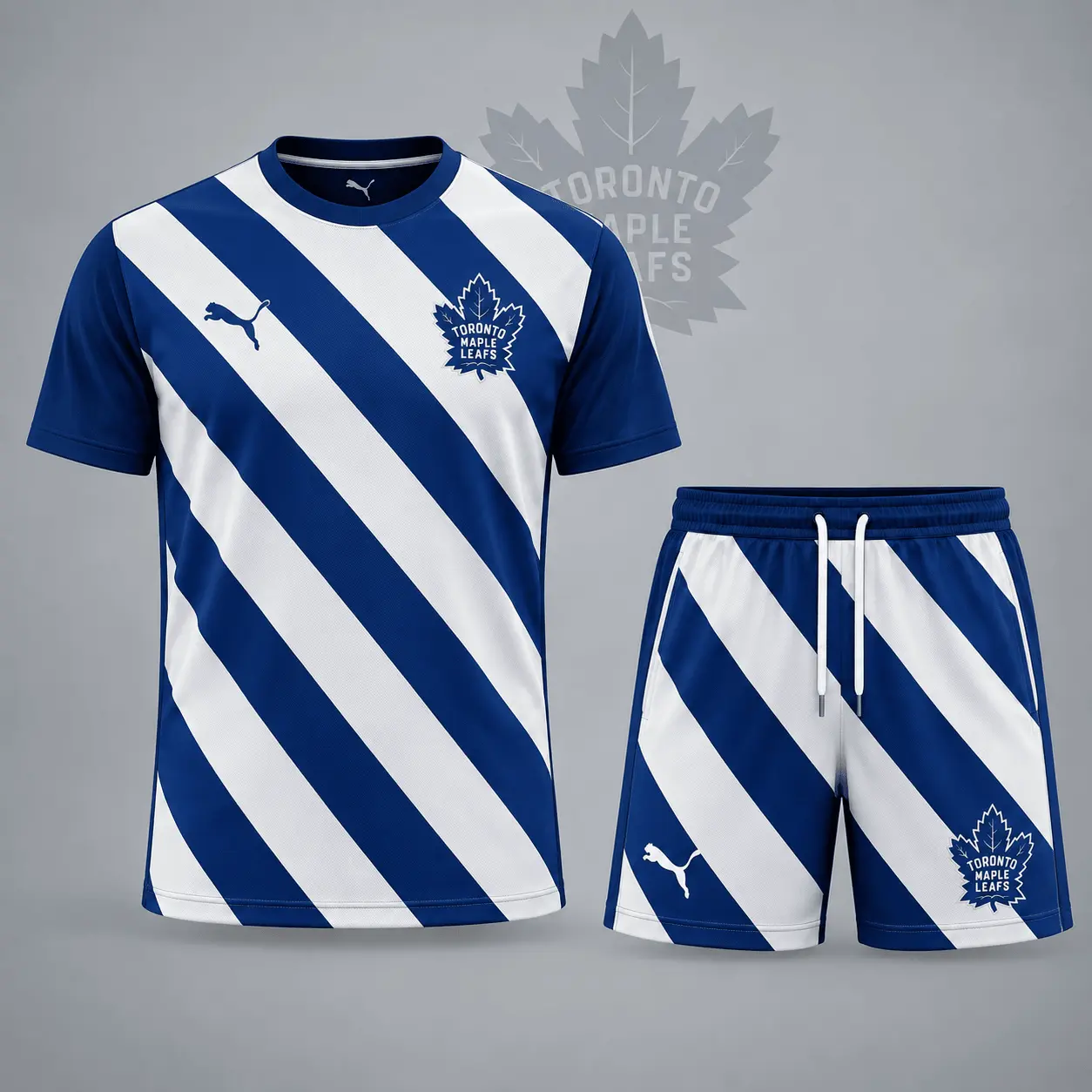 Toronto Maple Leafs | Premium NHL Diagonal Velocity Stripe T-Shirt & Shorts Set NDN