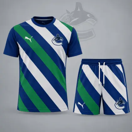 Vancouver Canucks | Premium NHL Diagonal Velocity Stripe T-Shirt & Shorts Set NDN