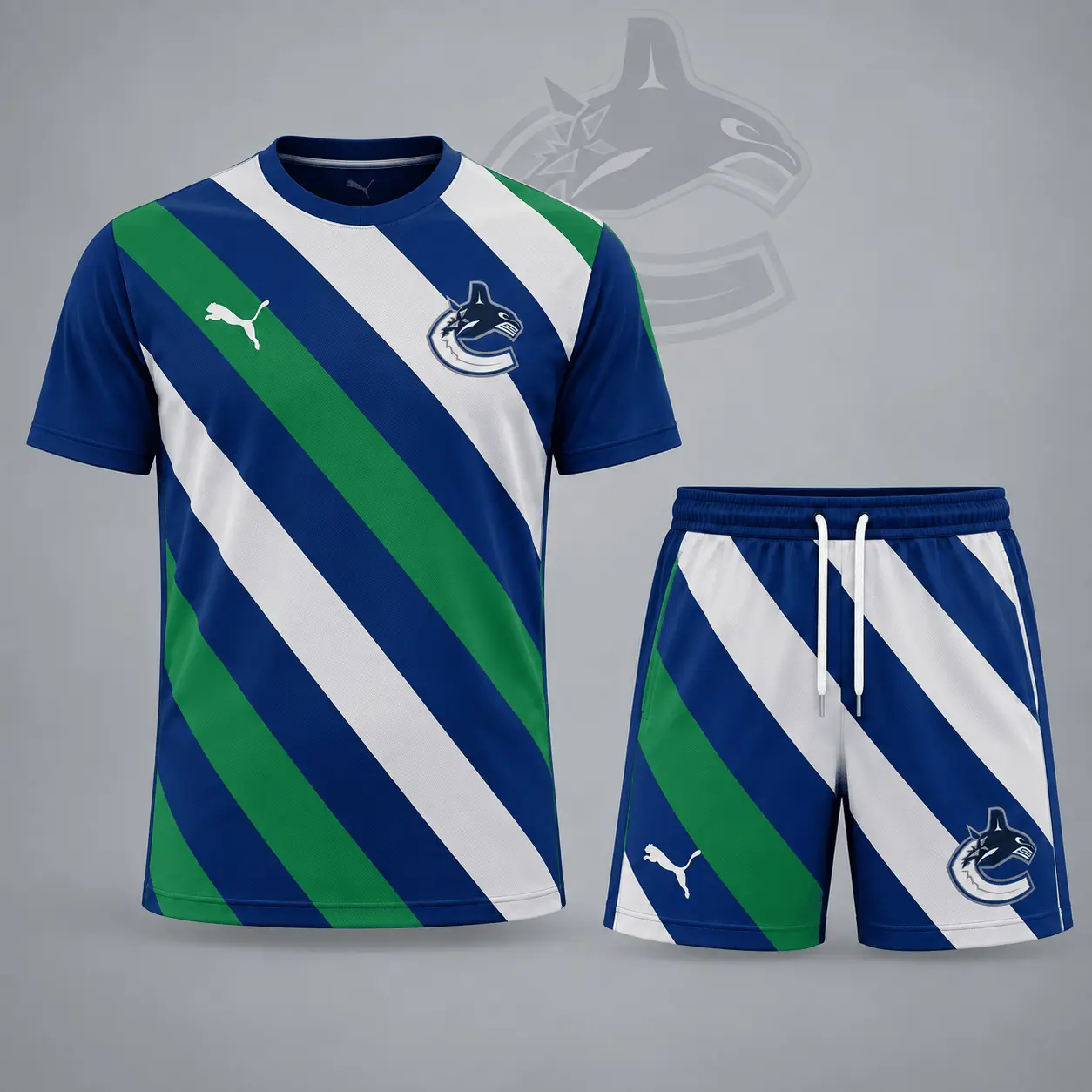 Vancouver Canucks | Premium NHL Diagonal Velocity Stripe T-Shirt & Shorts Set NDN