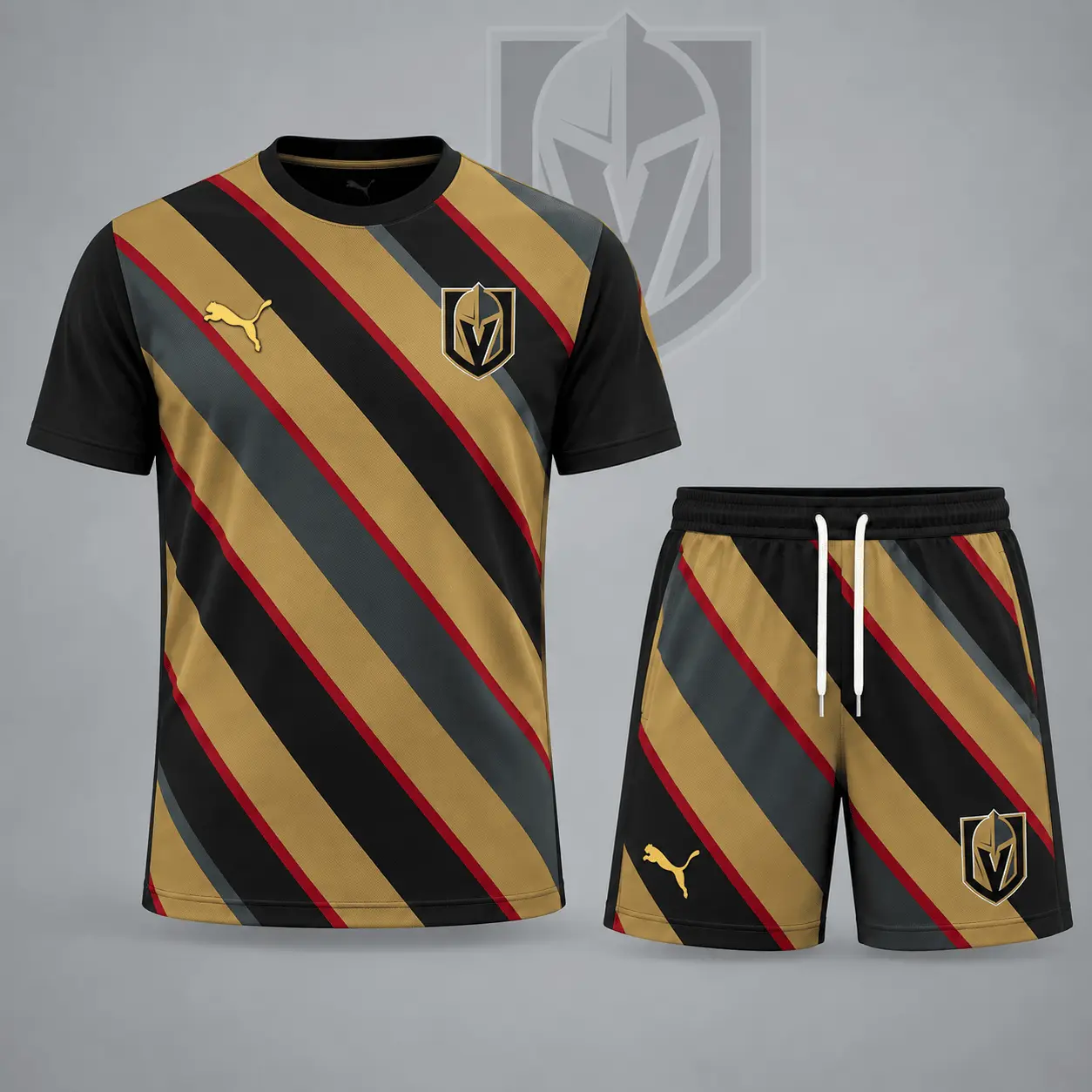 Vegas Golden Knights | Premium NHL Diagonal Velocity Stripe T-Shirt & Shorts Set NDN