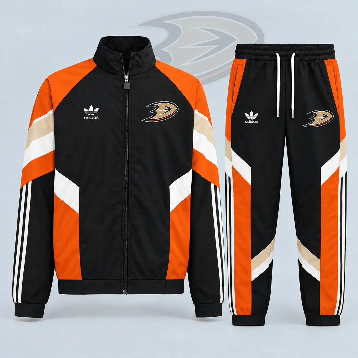 Anaheim Ducks | Premium NHL Retro Panel Stripe Track Jacket & Jogger Set NDN