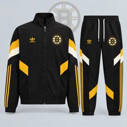 Boston Bruins | Premium NHL Retro Panel Stripe Track Jacket & Jogger Set NDN