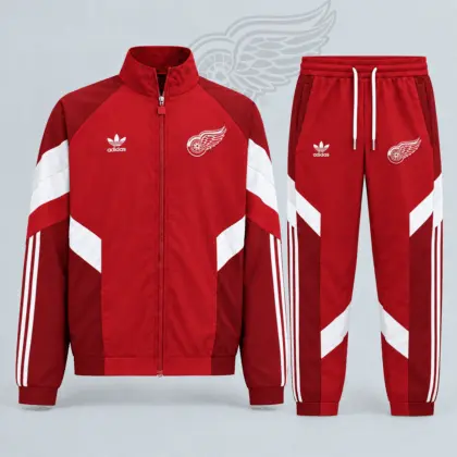 Detroit Red Wings | Premium NHL Retro Panel Stripe Track Jacket & Jogger Set NDN