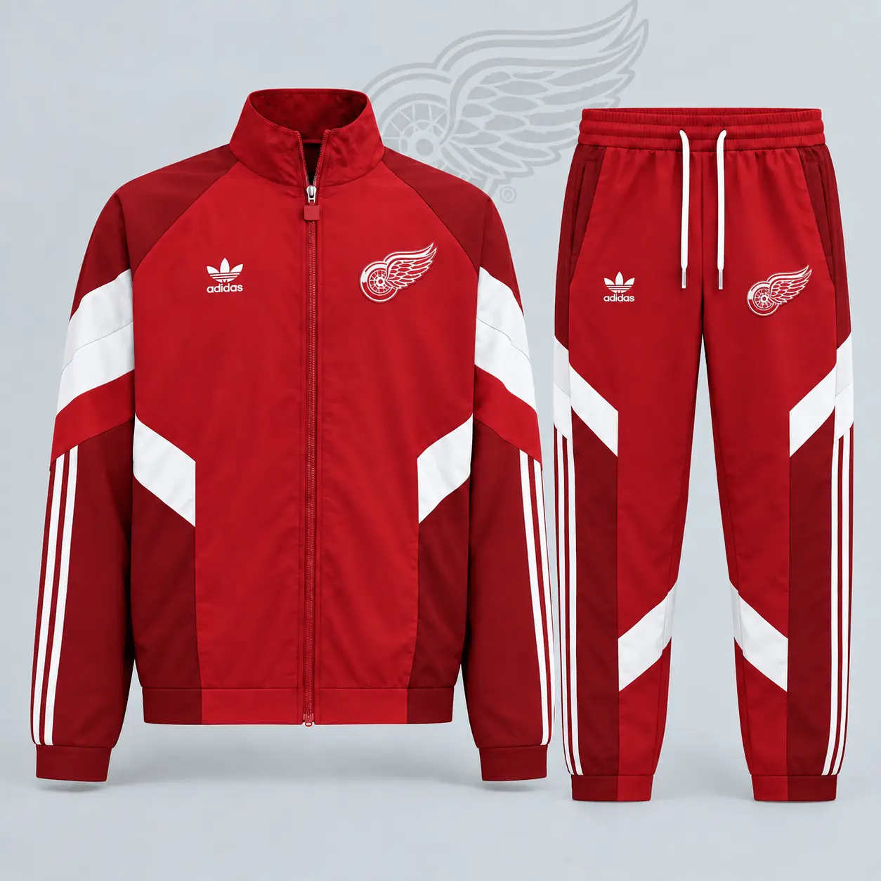 Detroit Red Wings | Premium NHL Retro Panel Stripe Track Jacket & Jogger Set NDN