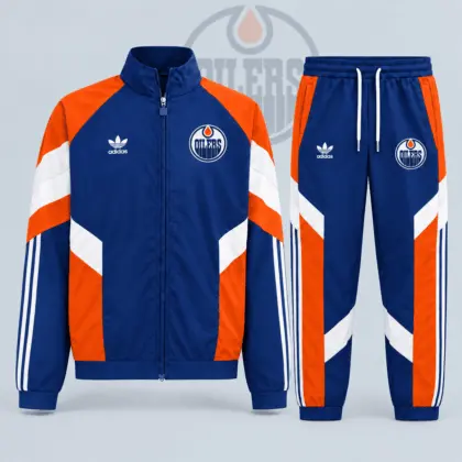 Edmonton Oilers | Premium NHL Retro Panel Stripe Track Jacket & Jogger Set NDN