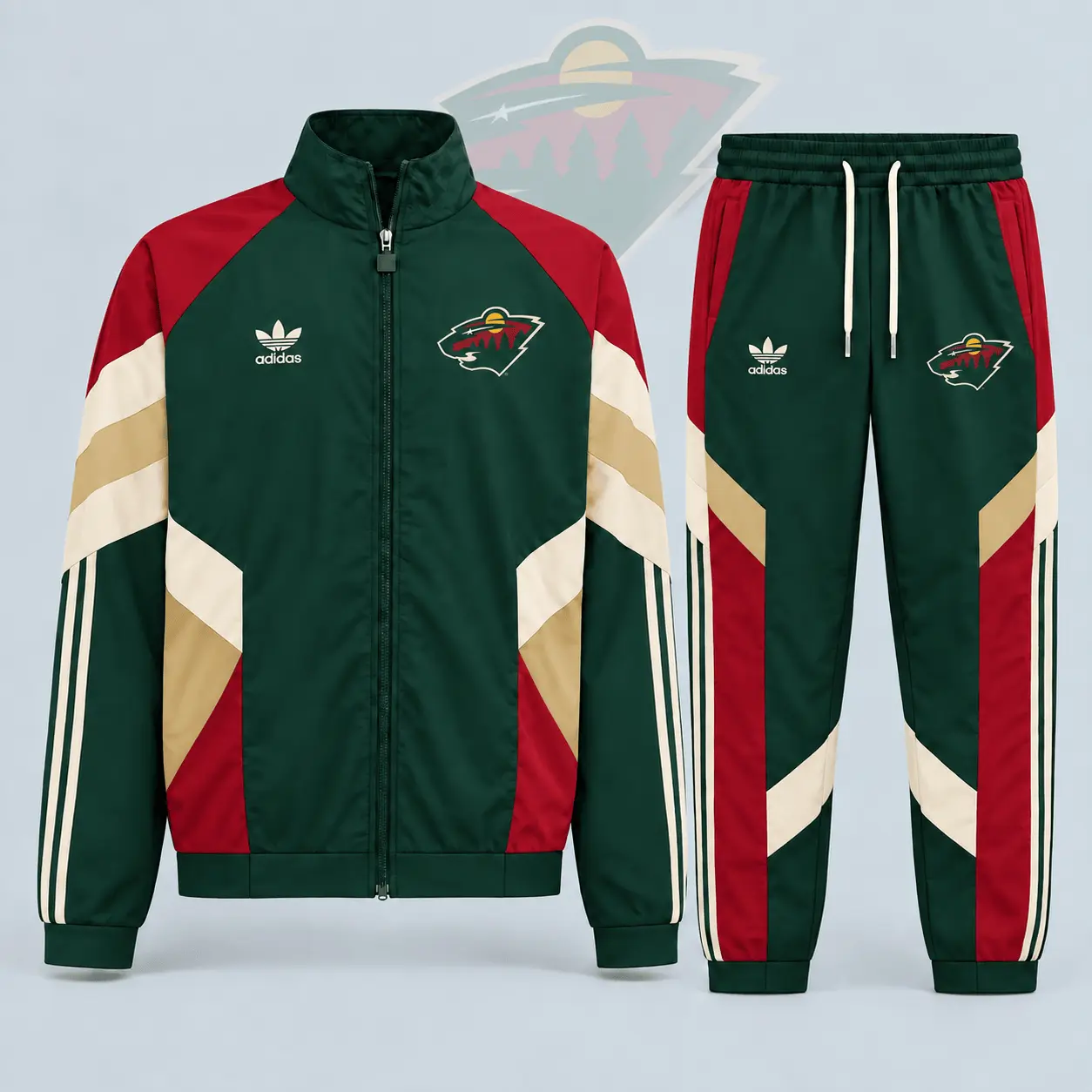 Minnesota Wild | Premium NHL Retro Panel Stripe Track Jacket & Jogger Set NDN