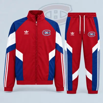 Montreal Canadiens | Premium NHL Retro Panel Stripe Track Jacket & Jogger Set NDN