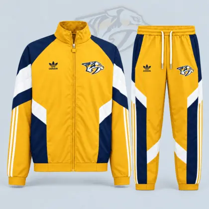 Nashville Predators | Premium NHL Retro Panel Stripe Track Jacket & Jogger Set NDN