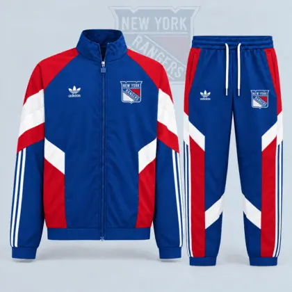 New York Rangers | Premium NHL Retro Panel Stripe Track Jacket & Jogger Set NDN