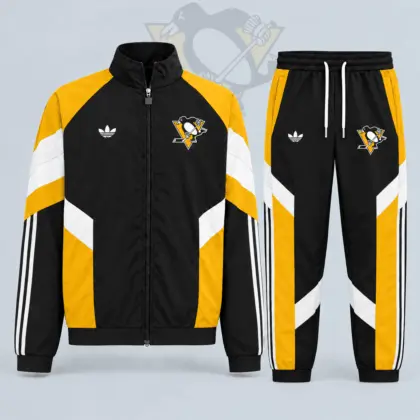 Pittsburgh Penguins | Premium NHL Retro Panel Stripe Track Jacket & Jogger Set NDN