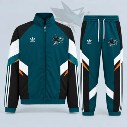 San Jose Sharks | Premium NHL Retro Panel Stripe Track Jacket & Jogger Set NDN