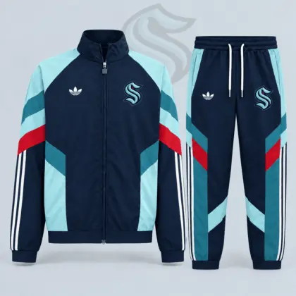 Seattle Kraken | Premium NHL Retro Panel Stripe Track Jacket & Jogger Set NDN