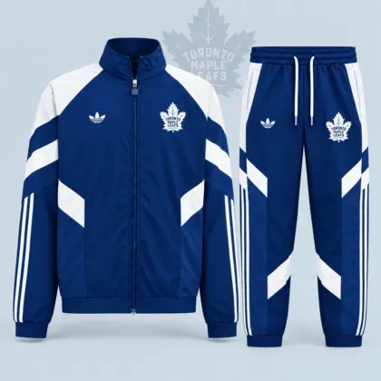 Toronto Maple Leafs | Premium NHL Retro Panel Stripe Track Jacket & Jogger Set NDN