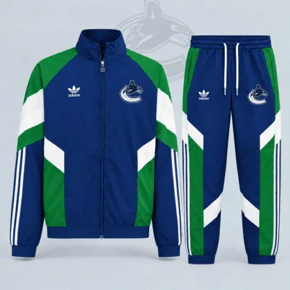 Vancouver Canucks | Premium NHL Retro Panel Stripe Track Jacket & Jogger Set NDN