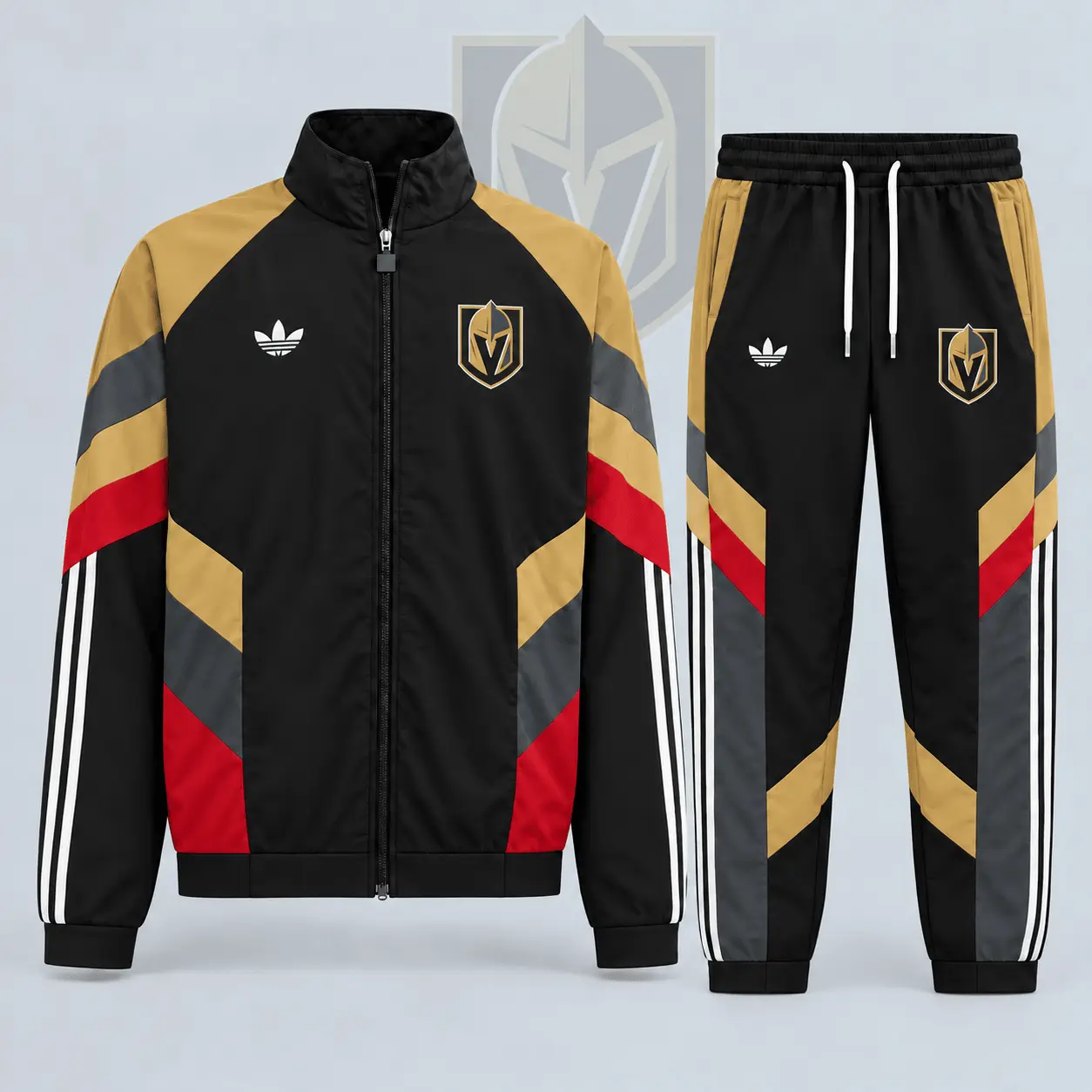 Vegas Golden Knights | Premium NHL Retro Panel Stripe Track Jacket & Jogger Set NDN