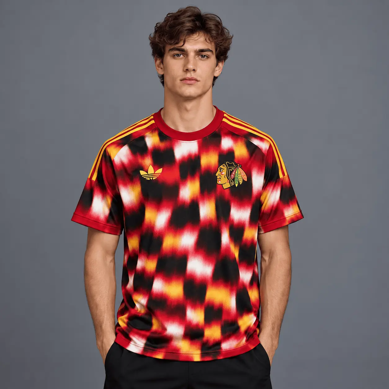 Chicago Blackhawks | Premium NHL Blurred Checkered Streetwear T-Shirt NDN
