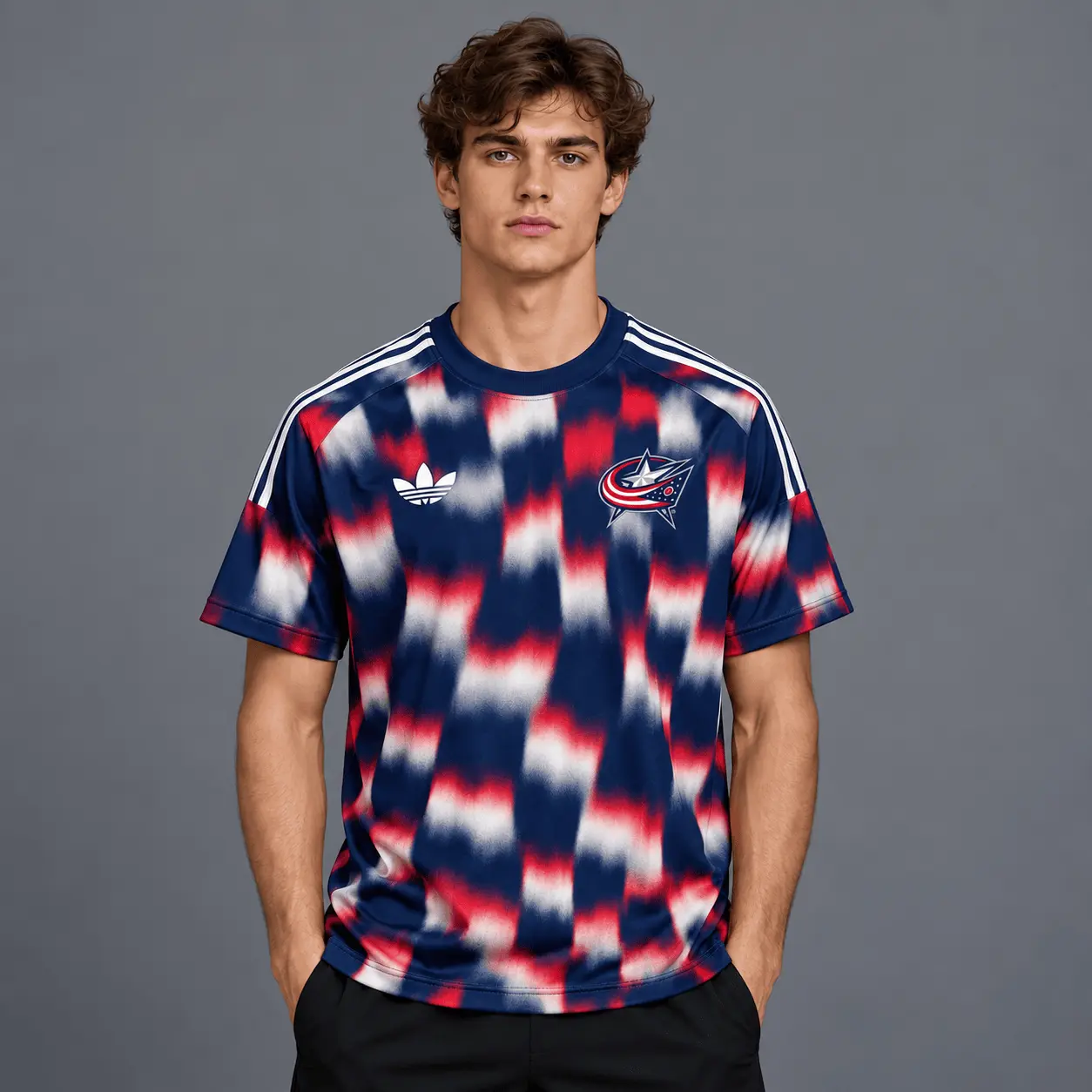 Columbus Blue Jackets | Premium NHL Blurred Checkered Streetwear T-Shirt NDN