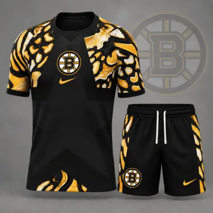 Boston Bruins | Premium NHL Abstract Camo Star Panel T-Shirt & Shorts Set NDN