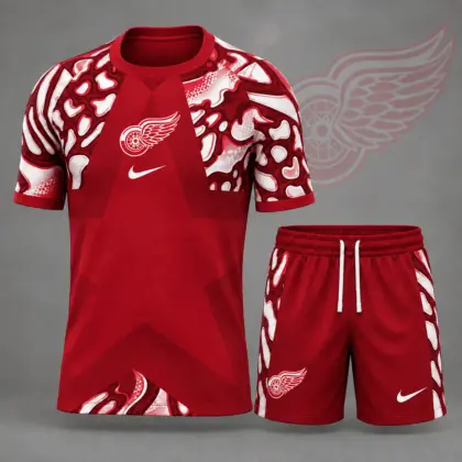 Detroit Red Wings | Premium NHL Abstract Camo Star Panel T-Shirt & Shorts Set NDN