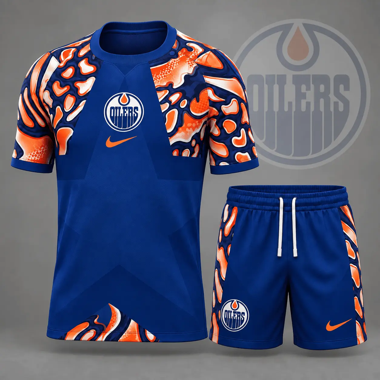 Edmonton Oilers | Premium NHL Abstract Camo Star Panel T-Shirt & Shorts Set NDN