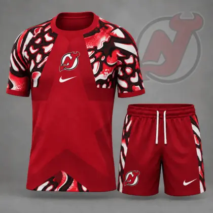 New Jersey Devils | Premium NHL Abstract Camo Star Panel T-Shirt & Shorts Set NDN