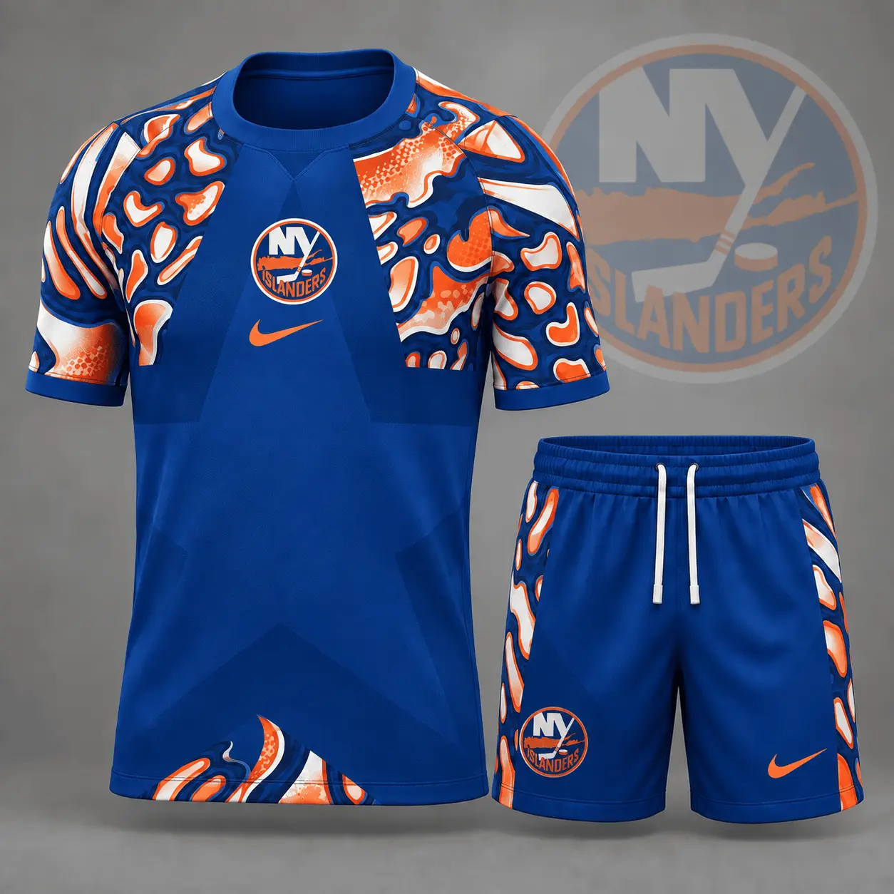 New York Islanders | Premium NHL Abstract Camo Star Panel T-Shirt & Shorts Set NDN