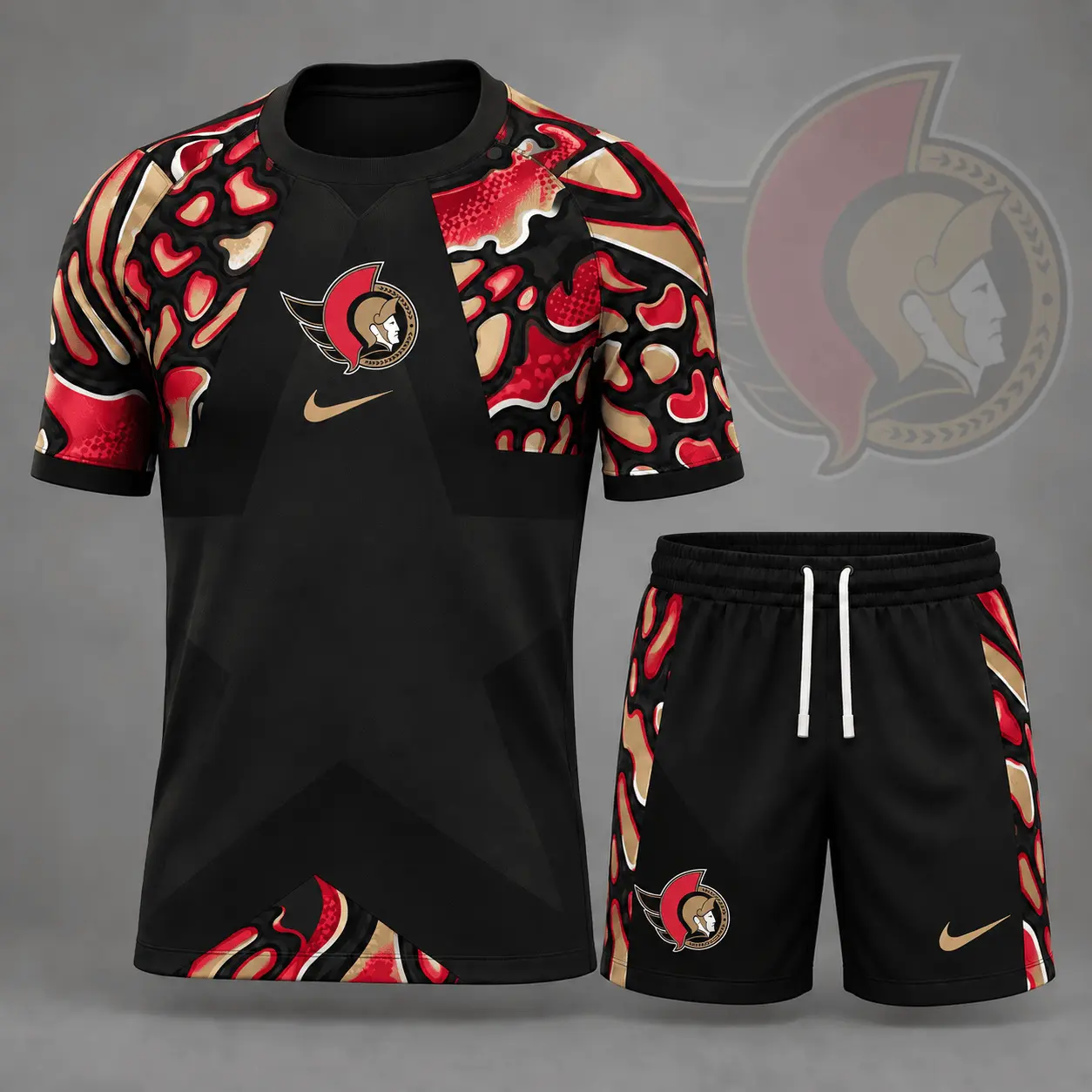 Ottawa Senators | Premium NHL Abstract Camo Star Panel T-Shirt & Shorts Set NDN