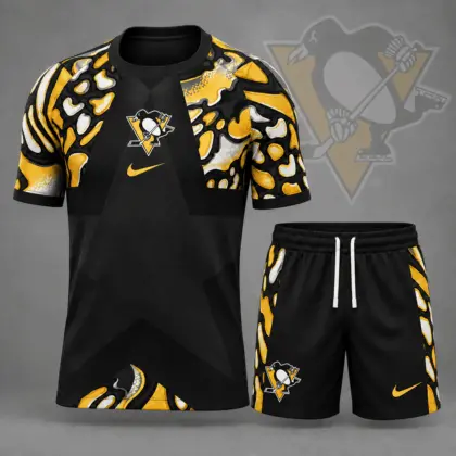 Pittsburgh Penguins | Premium NHL Abstract Camo Star Panel T-Shirt & Shorts Set NDN